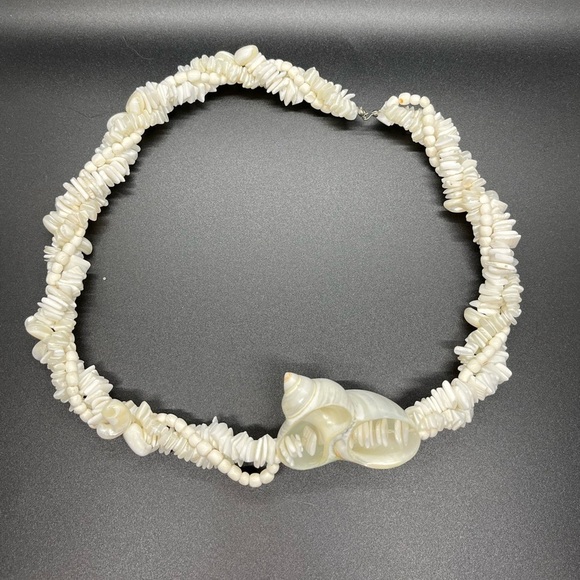 Nautilus Shell Necklace 22" MOP Hawaiian Vintage Surf Hand Made - Picture 6 of 8